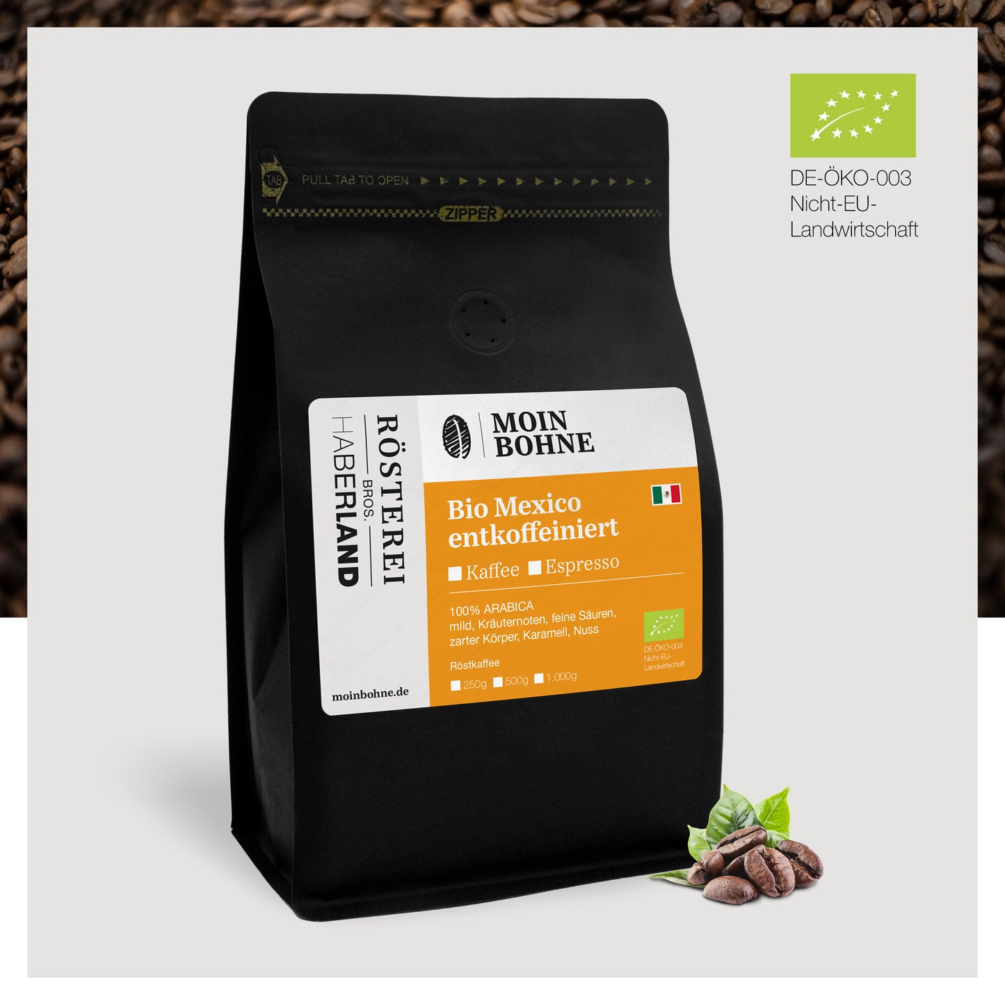 Bio Mexico entkoffeiniert - nur mit Wasser entkoffeiniert!