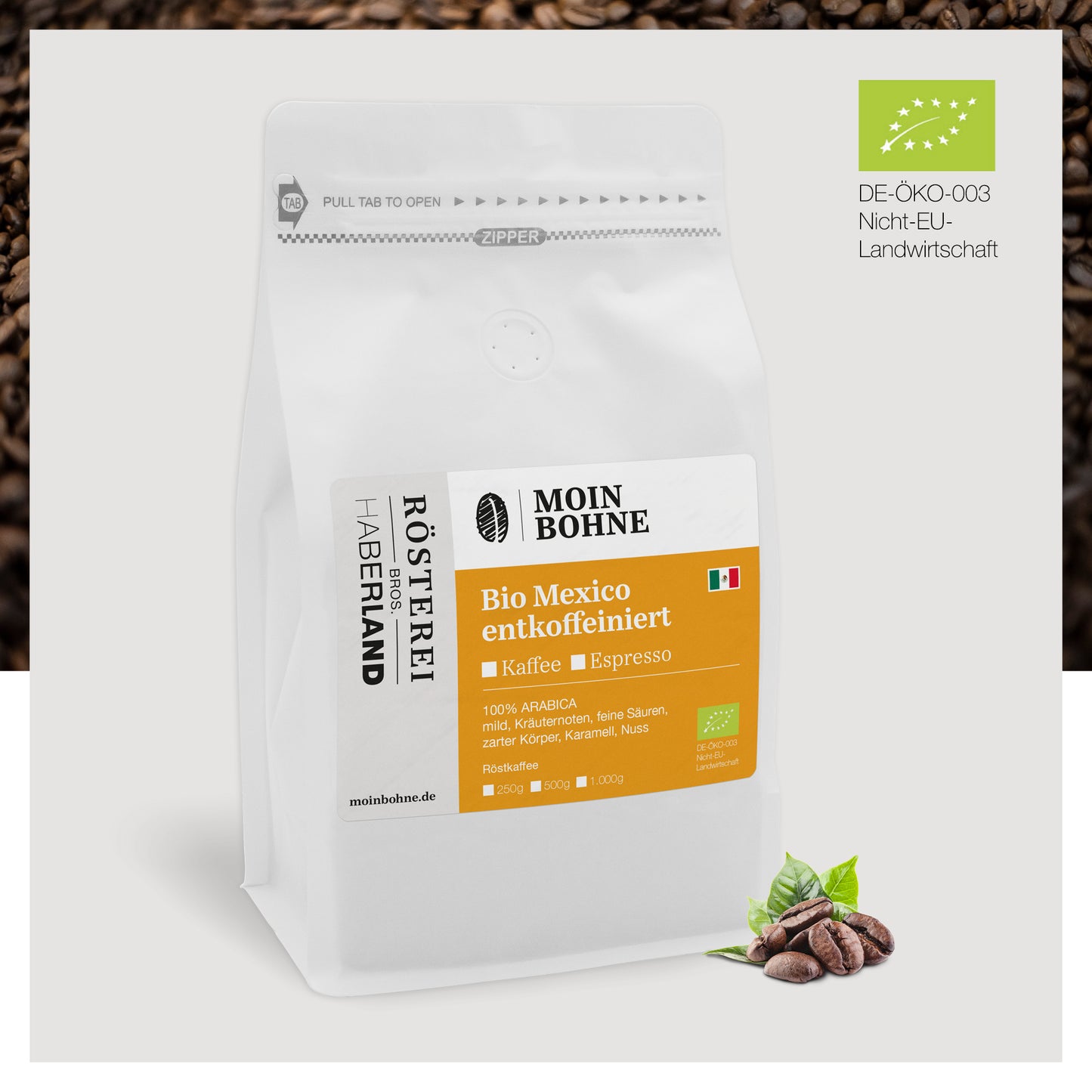 Bio Mexico entkoffeiniert - nur mit Wasser entkoffeiniert!